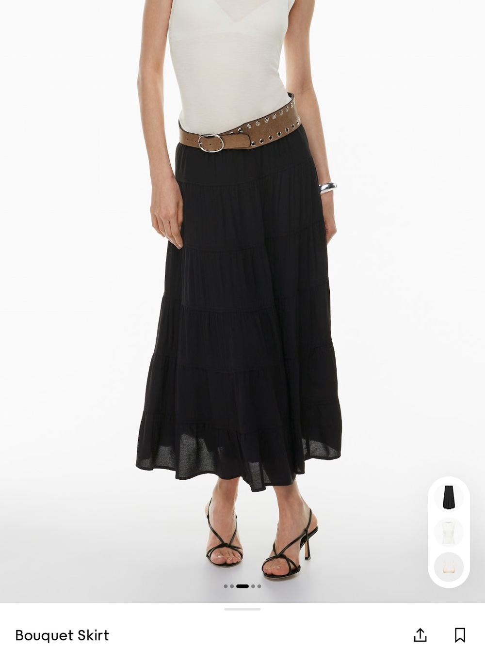 Aritzia Wilfred Bouquet Women’s Black Tiered Maxi Skirt